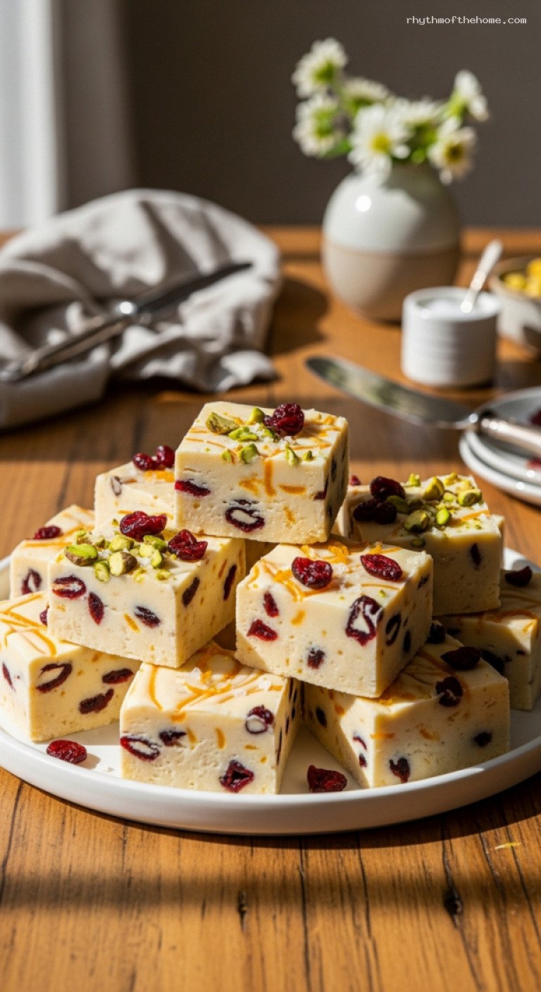 White Chocolate Cranberry Fudge With Orange Zest
