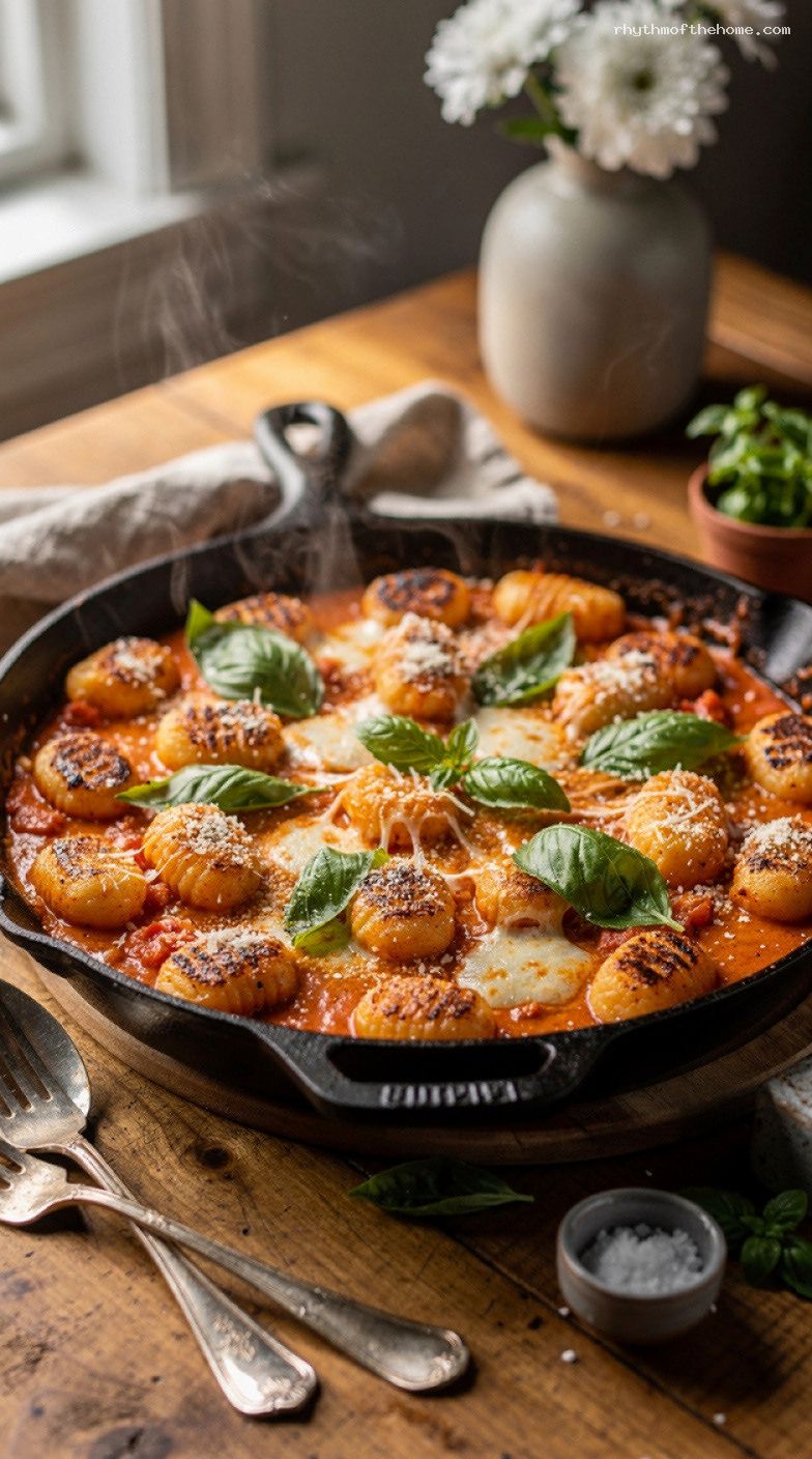 15-Minute Creamy Tomato Basil Gnocchi Skillet