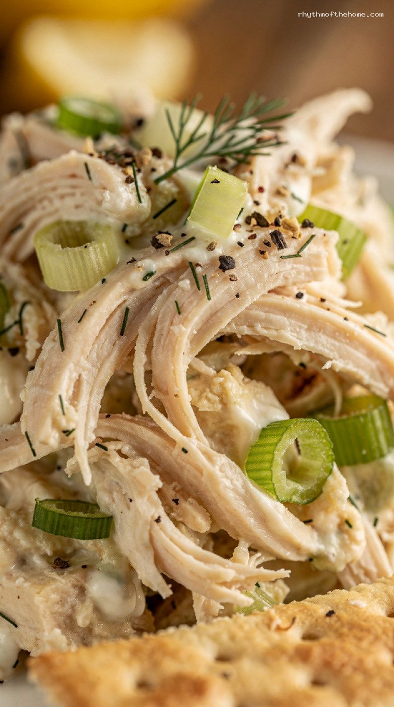 5-Minute Greek Yogurt Chicken Salad with Dill and Lemon – Closeup