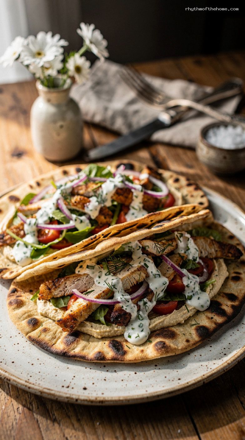 Air-Fryer Naan Flatbread Tacos With Chicken and Yogurt Drizzle