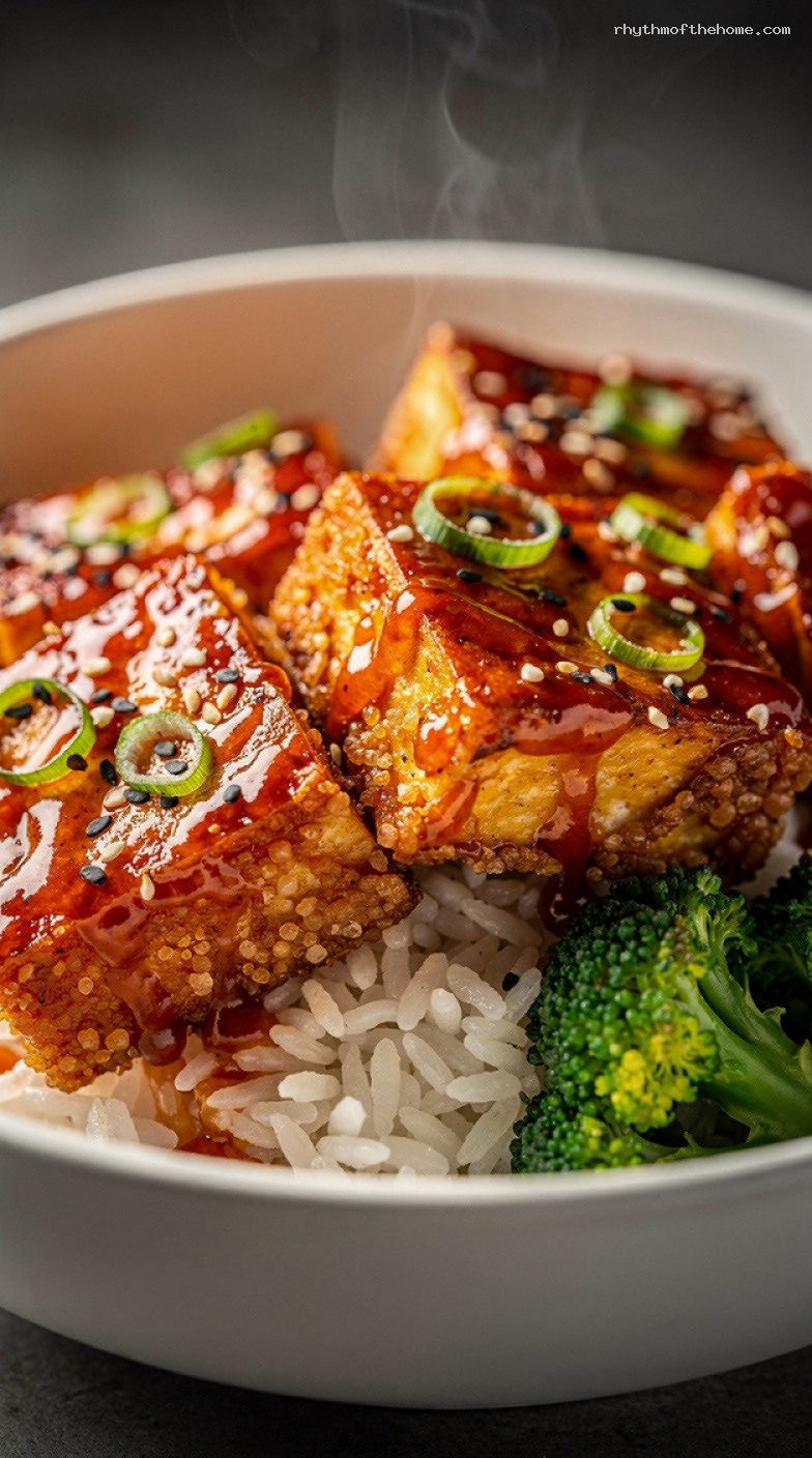 Crispy Sheet-Pan Tofu With Sweet Chili Glaze – Closeup