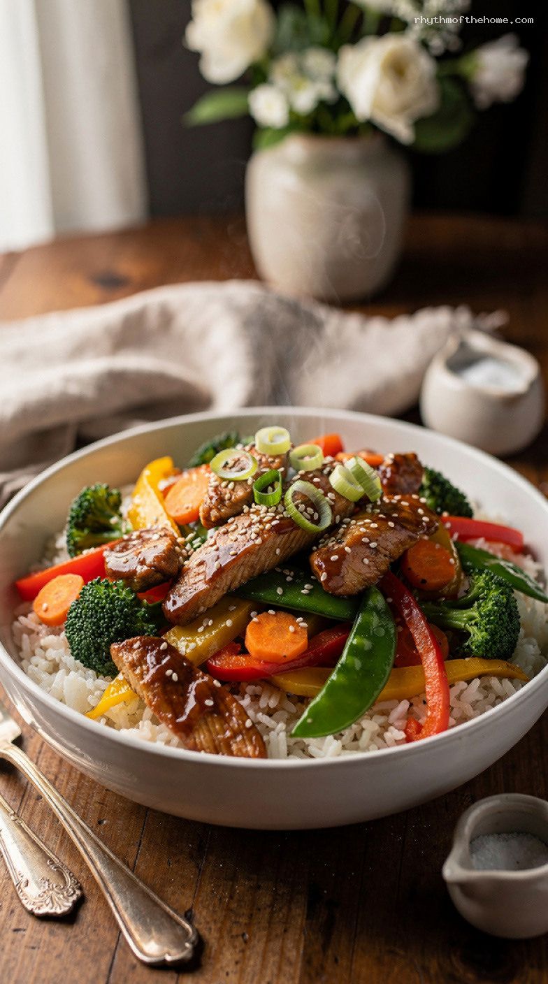 Easy Teriyaki Chicken Stir-Fry with Frozen Veggies and Rice