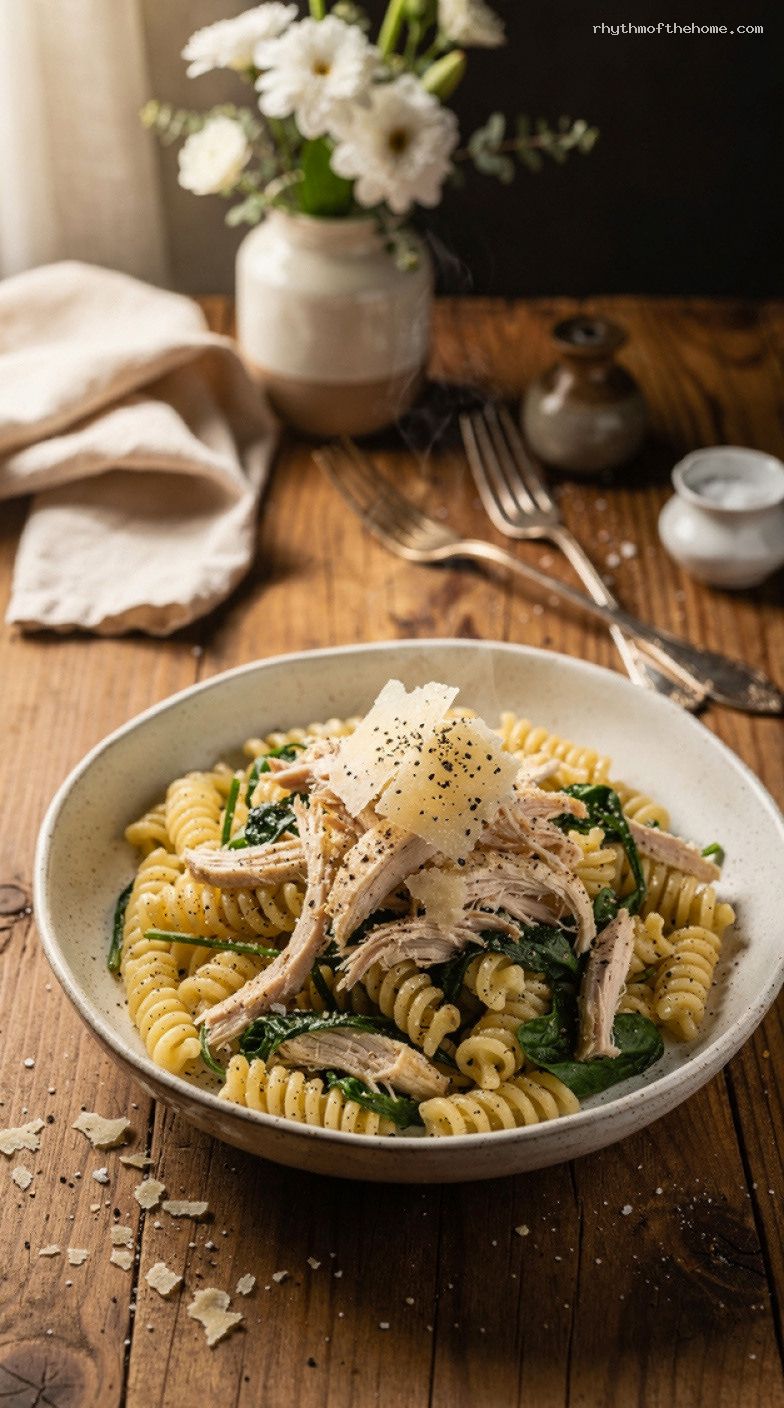 One-Pan Garlic Parmesan Chicken Pasta with Spinach
