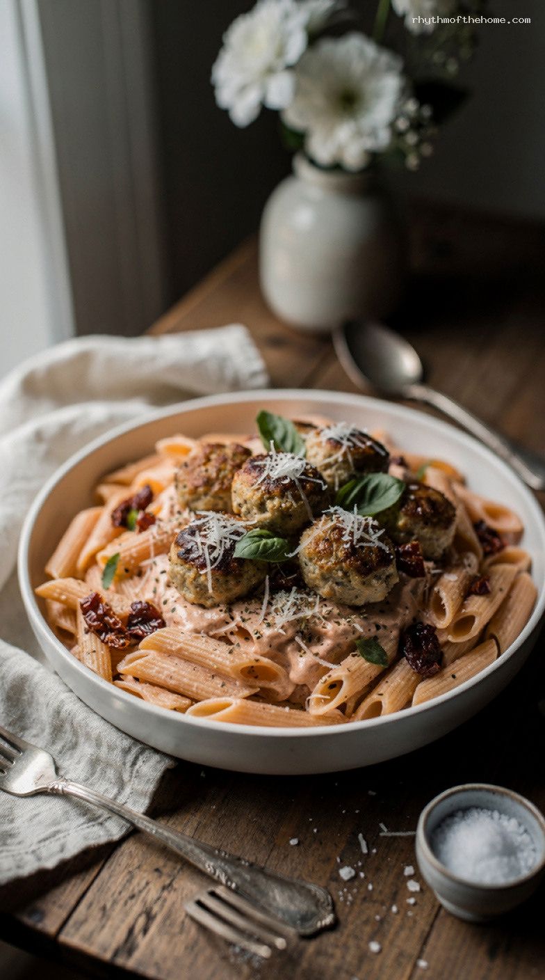 One-Pan Marry Me Chicken Meatballs With Sun-Dried Tomatoes