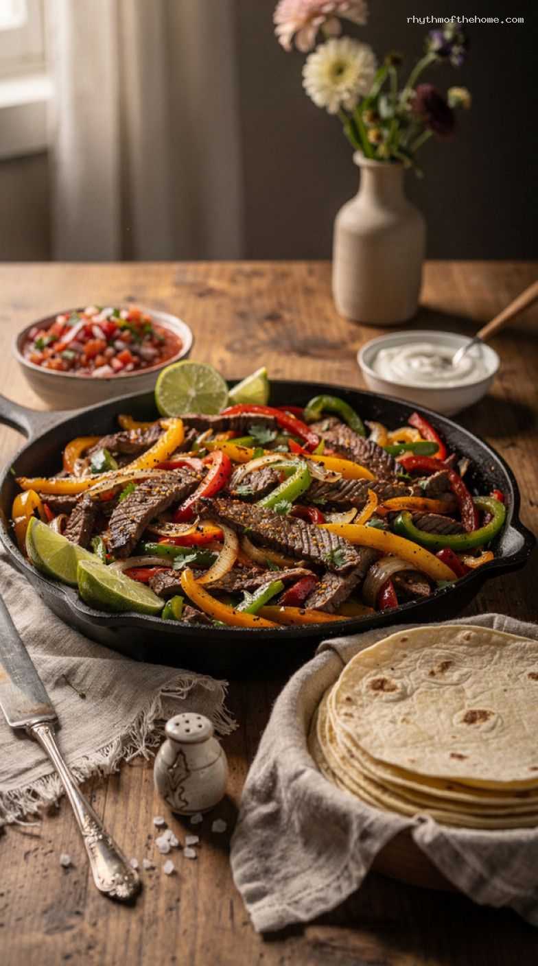One-Pan Steak or Chicken Fajitas with Peppers and Onions
