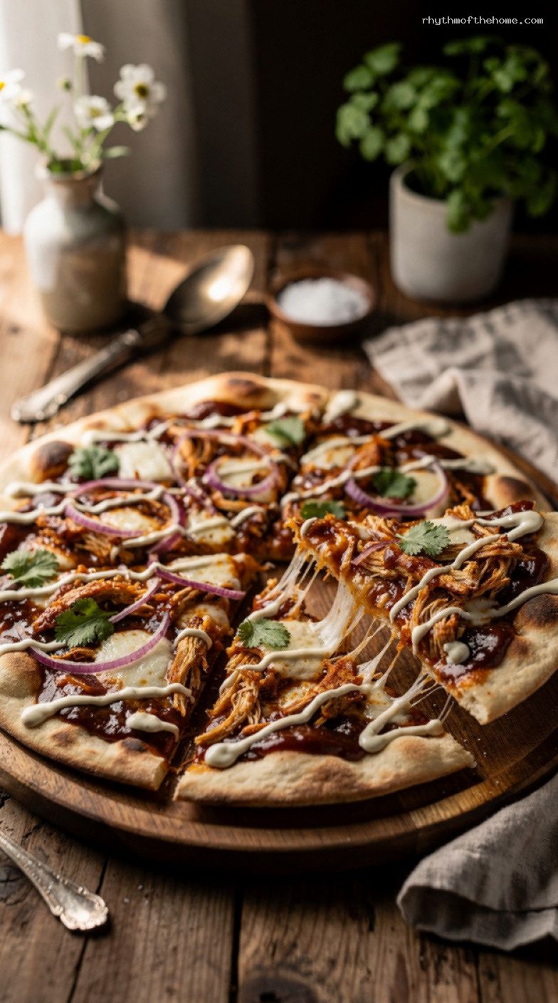 Quick BBQ Chicken Flatbreads With Ranch Drizzle