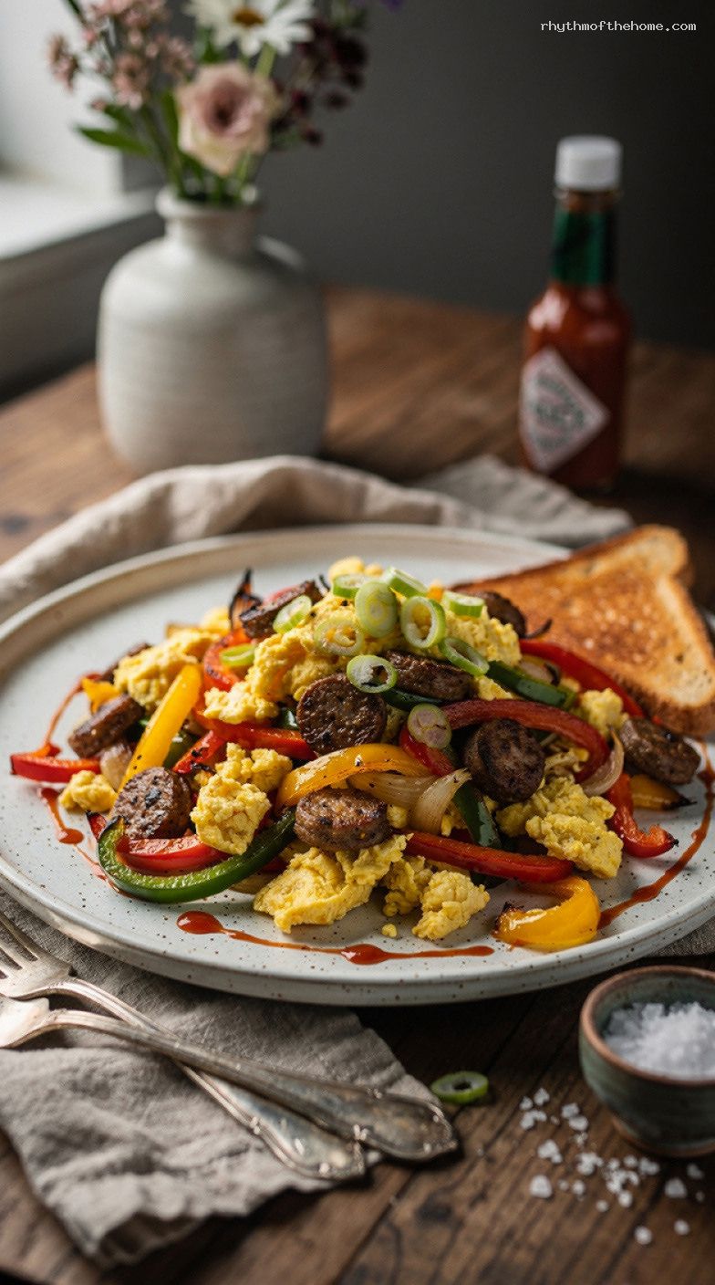 Sheet Pan Sausage and Veggie Egg Scramble