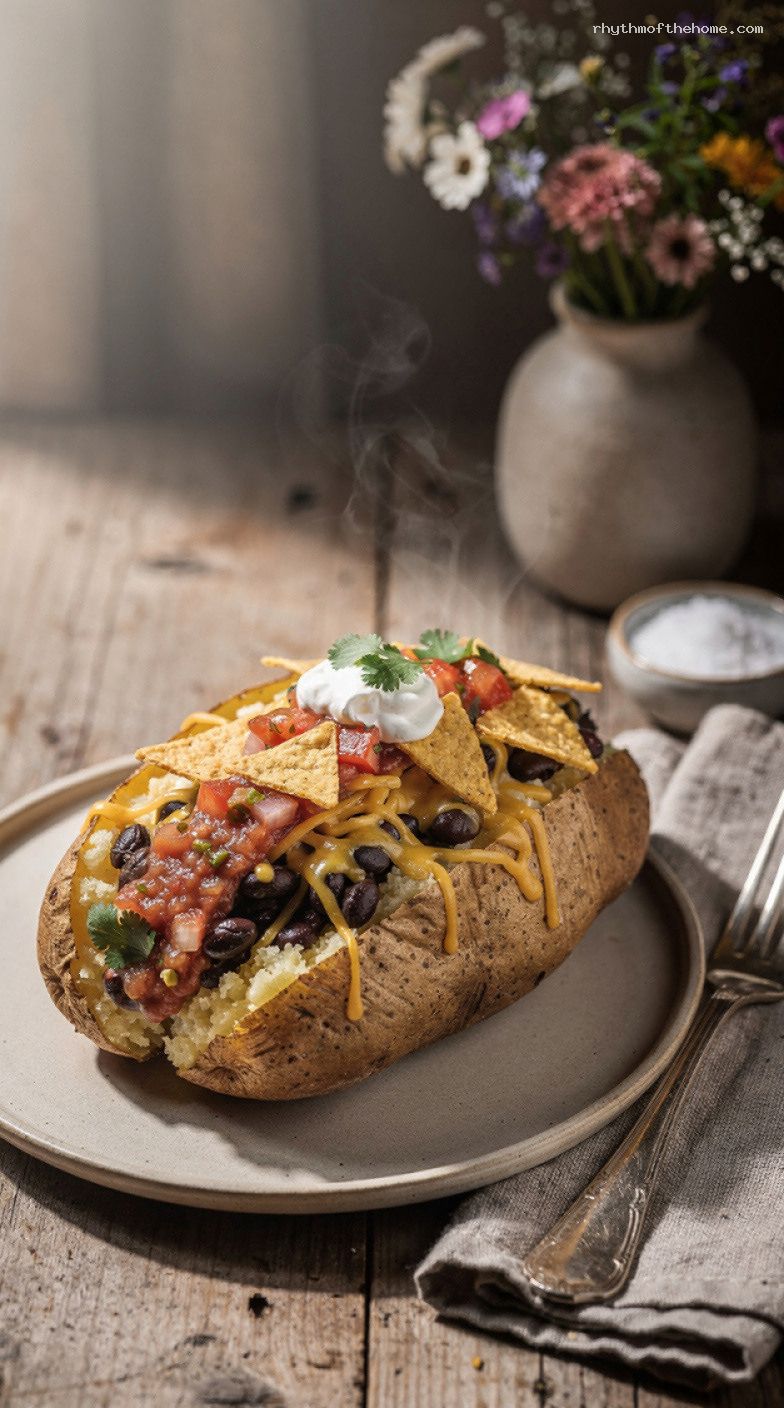 Taco-Style Baked Potato With Chili, Cheese, and Crunchy Chips