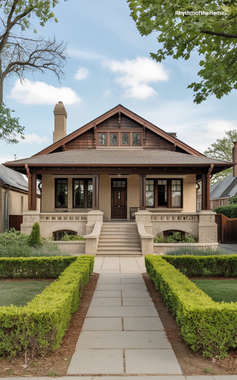 The Symmetrical Brick Craftsman Home