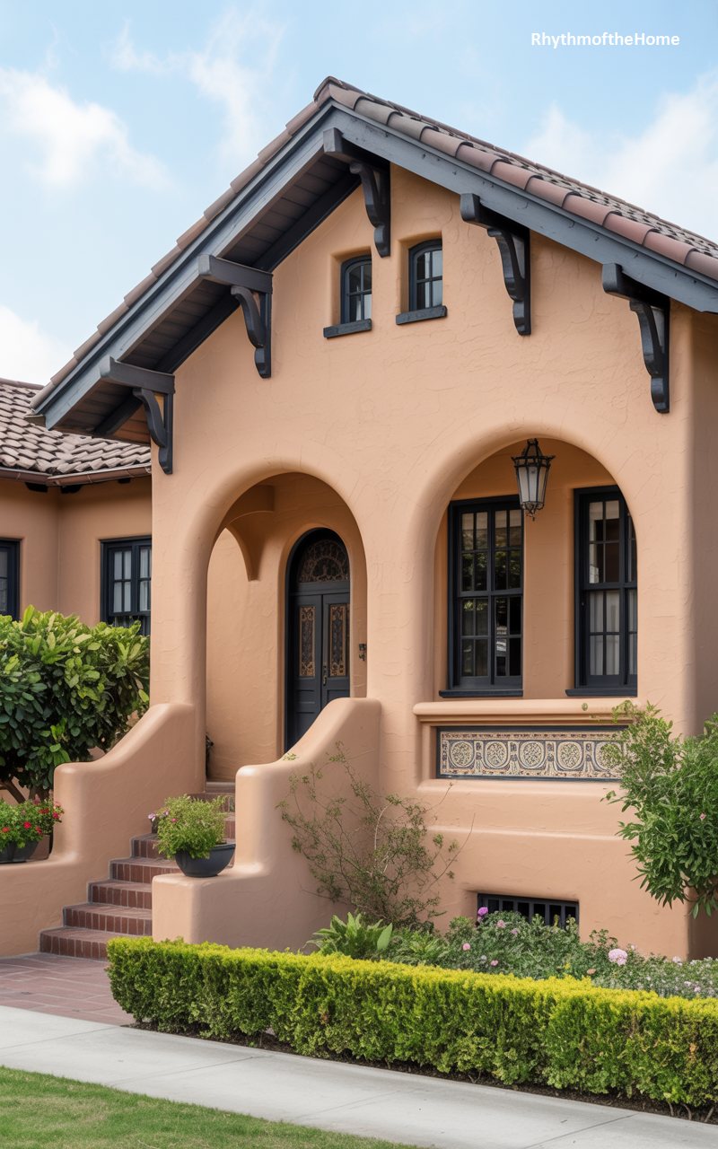 Peach Stucco Craftsman Home