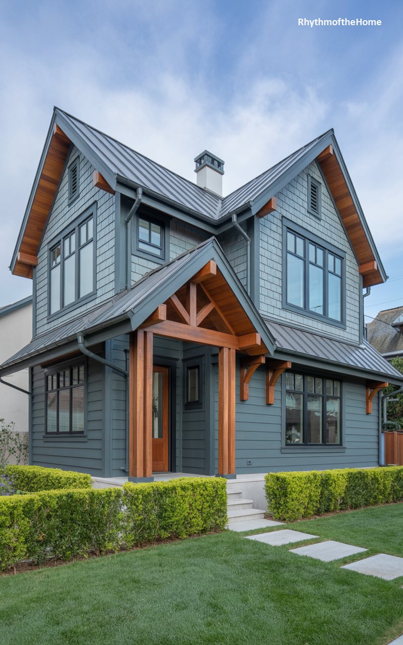 Slate Blue Gable Craftsman Home