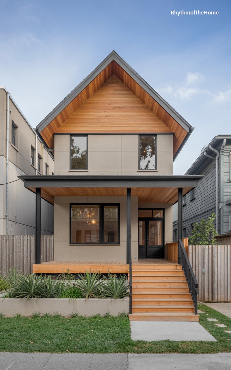 Minimalist Wood and Stucco Craftsman Home