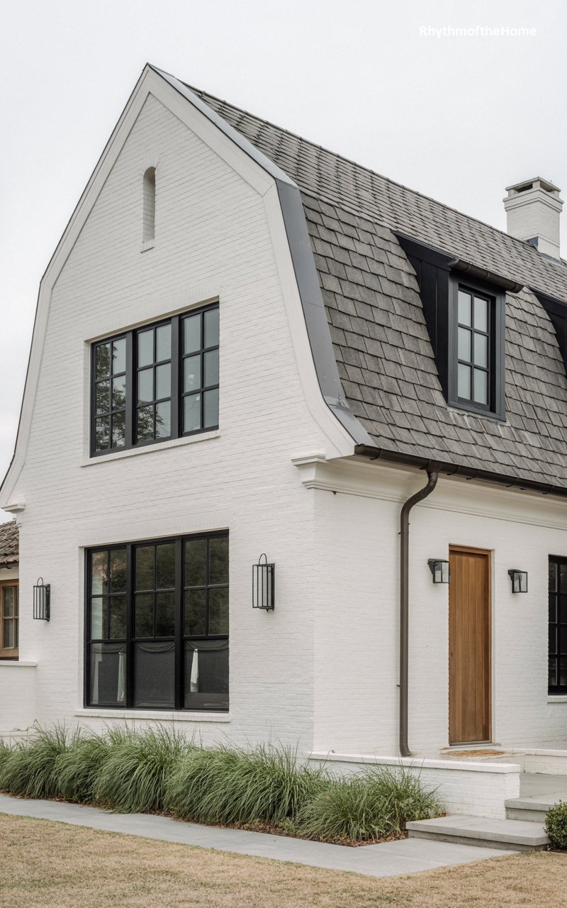 Modern Whitewashed Brick Dutch Colonial Home