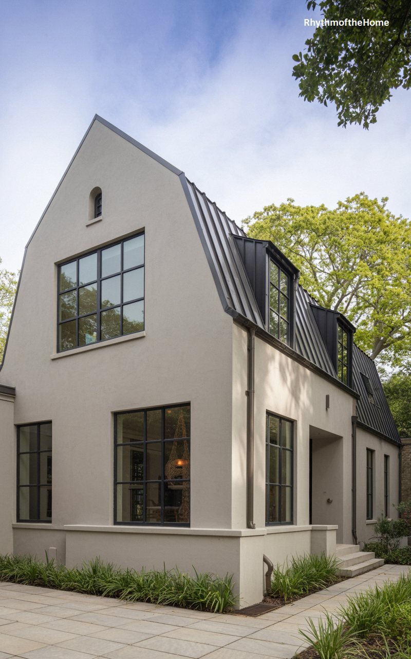 Minimalist Stucco Dutch Colonial Home