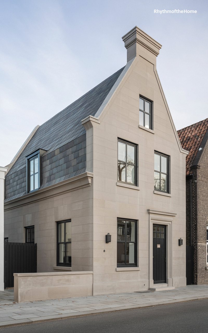 Traditional Stone Facade Dutch Colonial Home