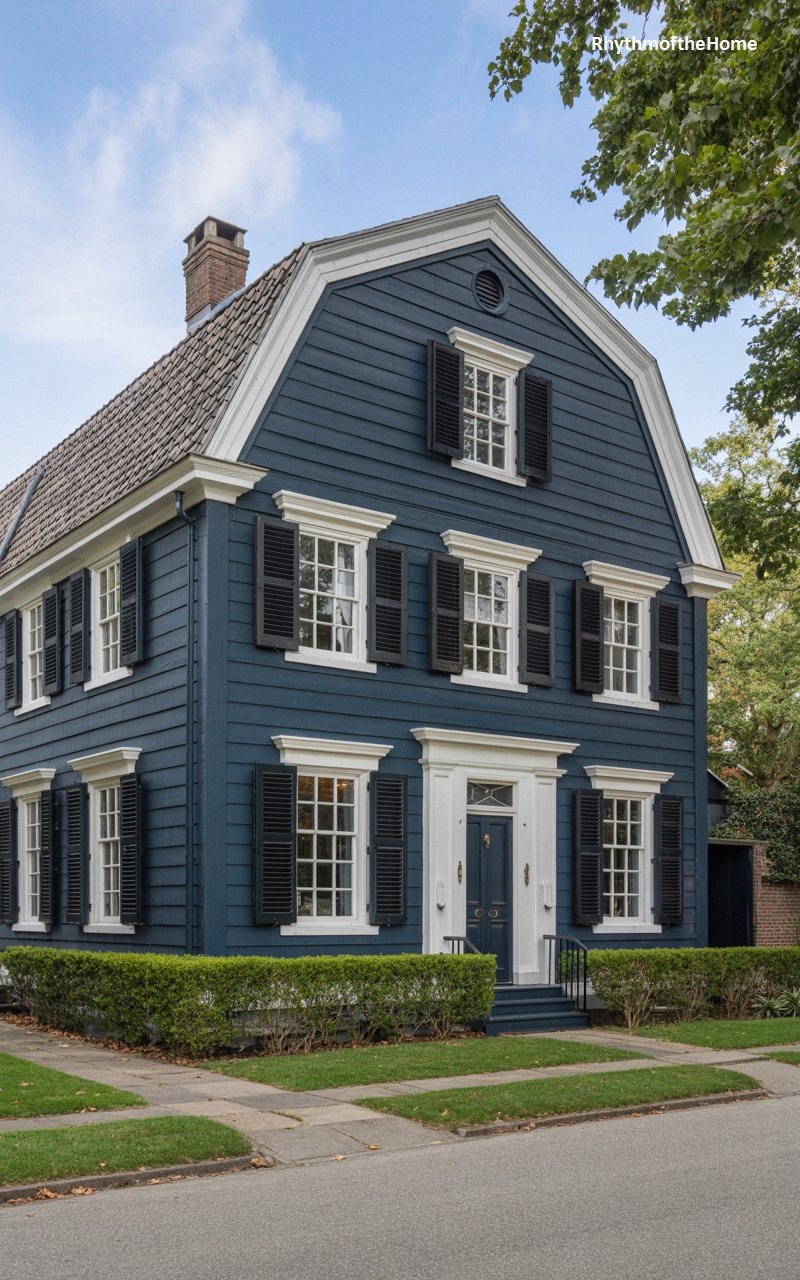 Navy Blue Seaside Dutch Colonial Home