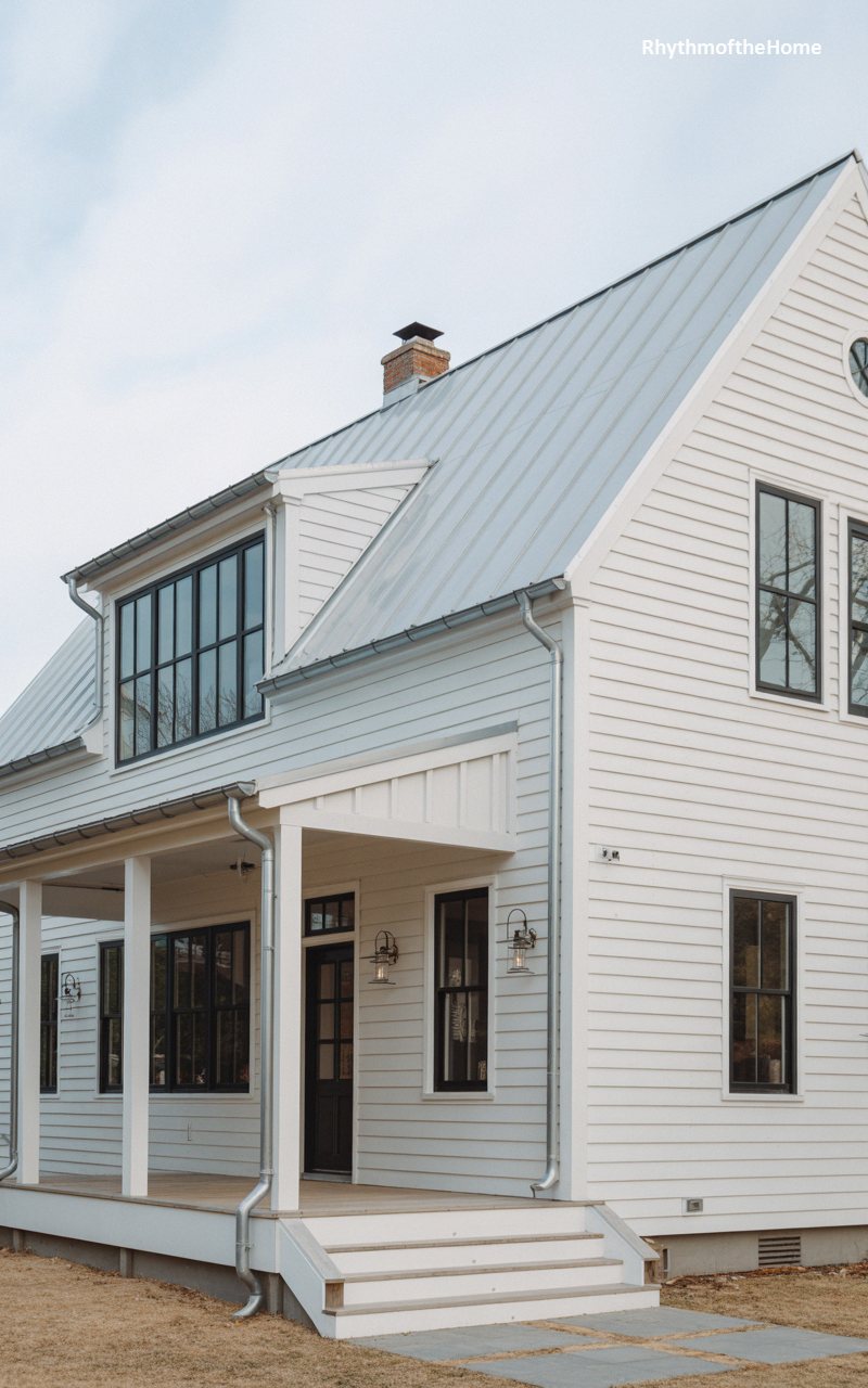 A White Clapboard Dutch Colonial Home