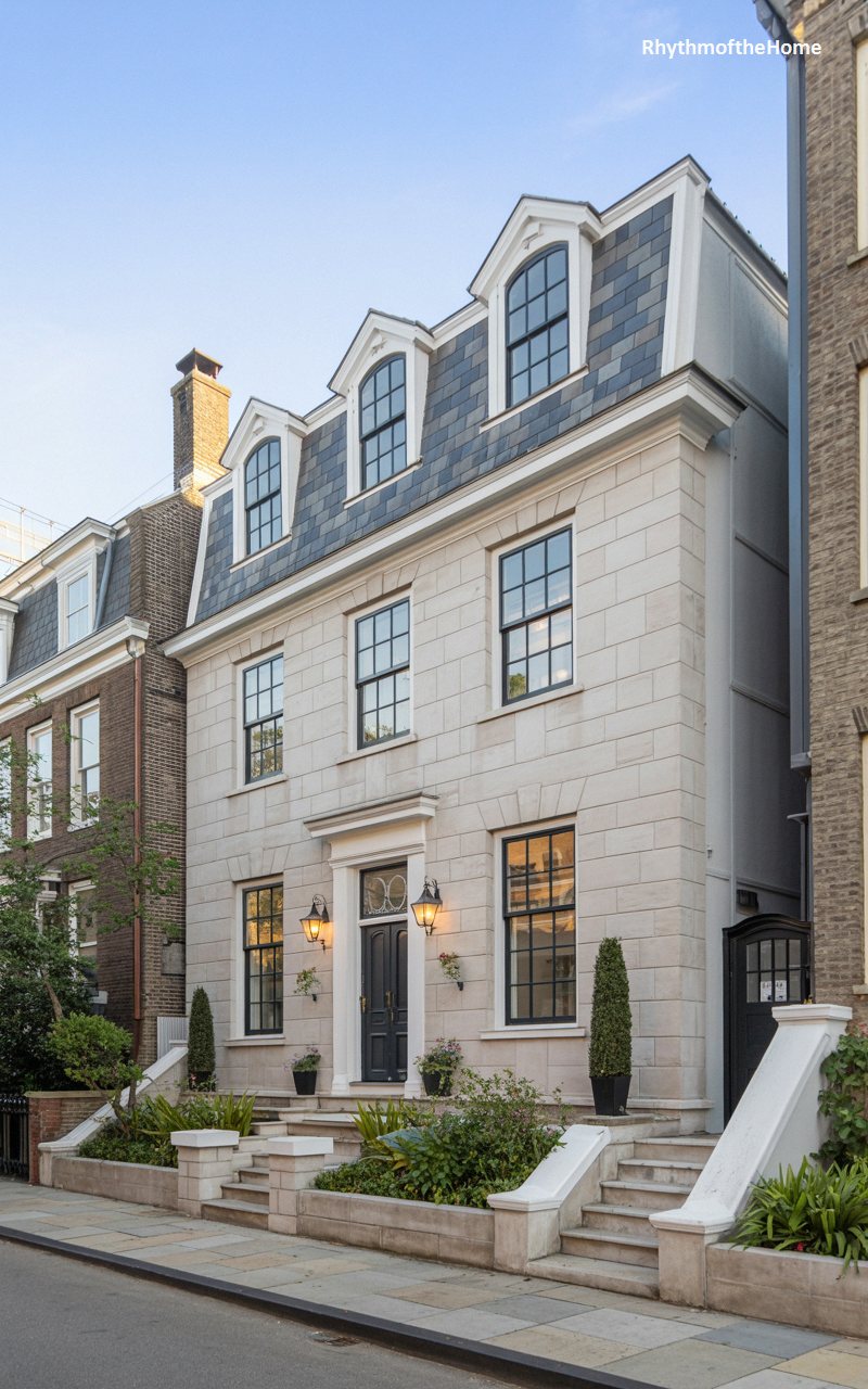 The Limestone Facade Dutch Colonial Home