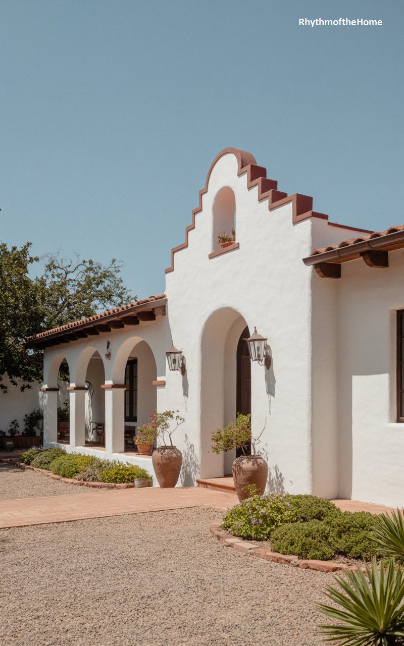 Pastoral Bellcote Parapet Spanish Colonial Home