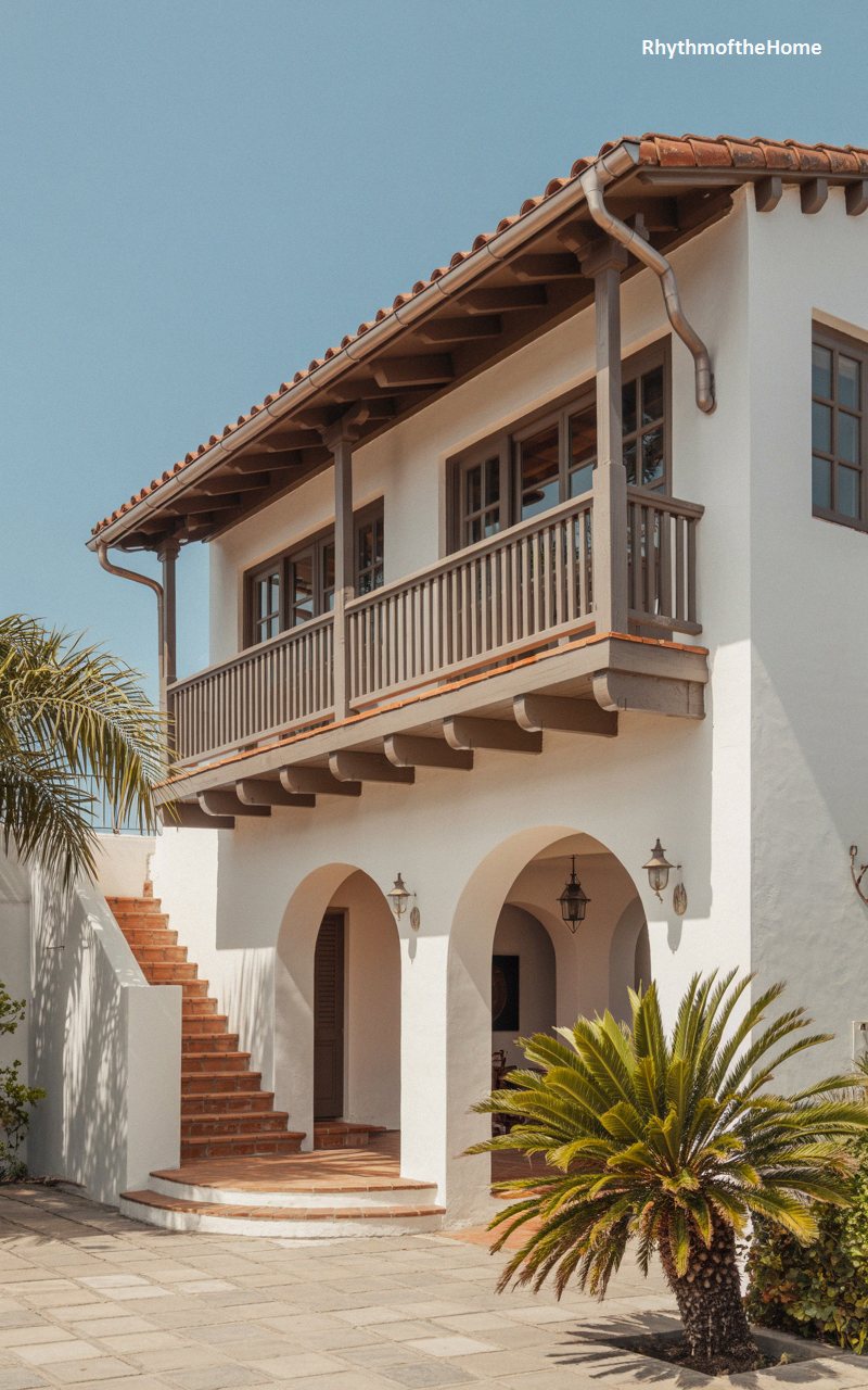 Sunny Tiered Balcony Spanish Colonial Home
