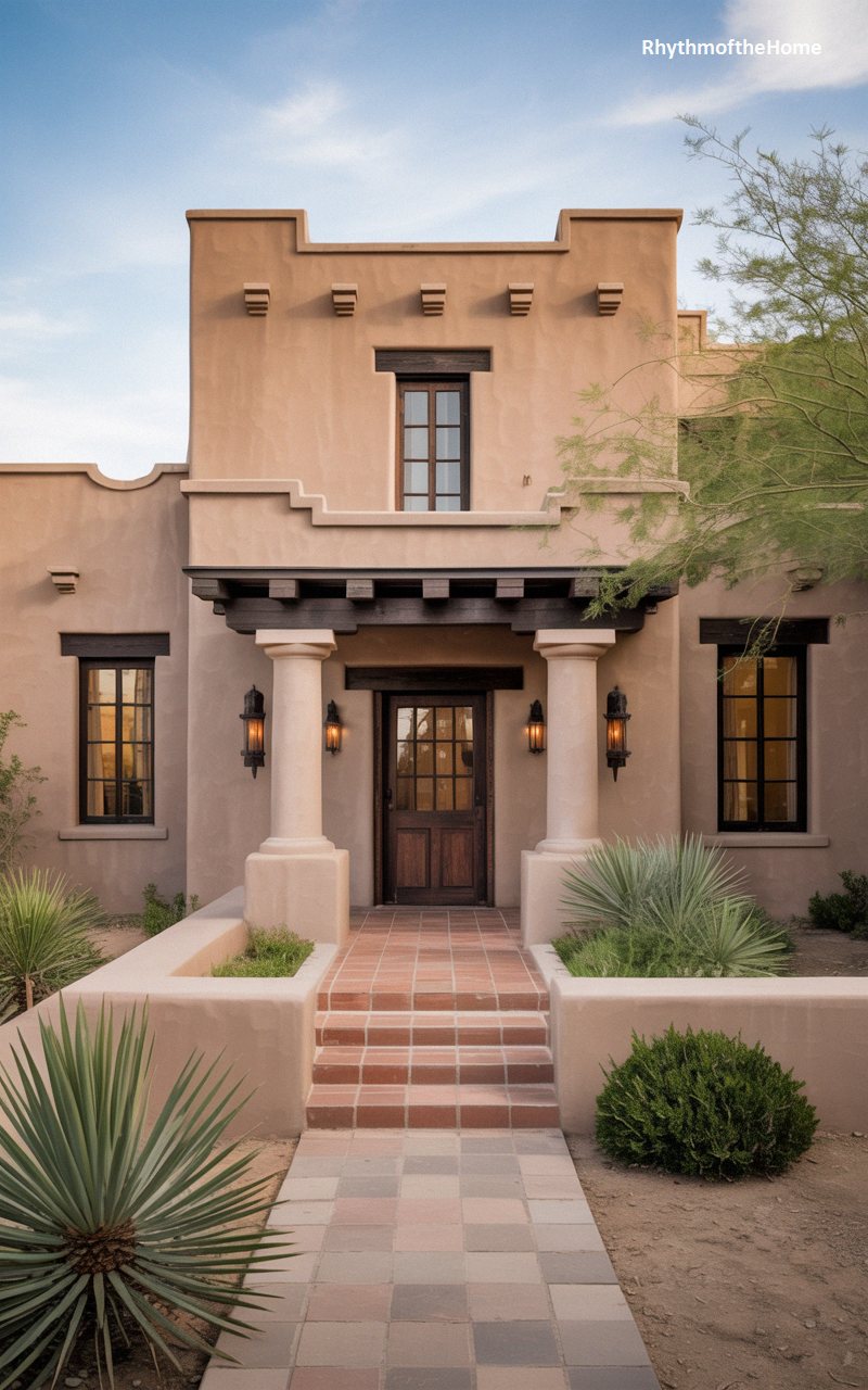Symmetrical Desert Parapet Spanish Colonial Home
