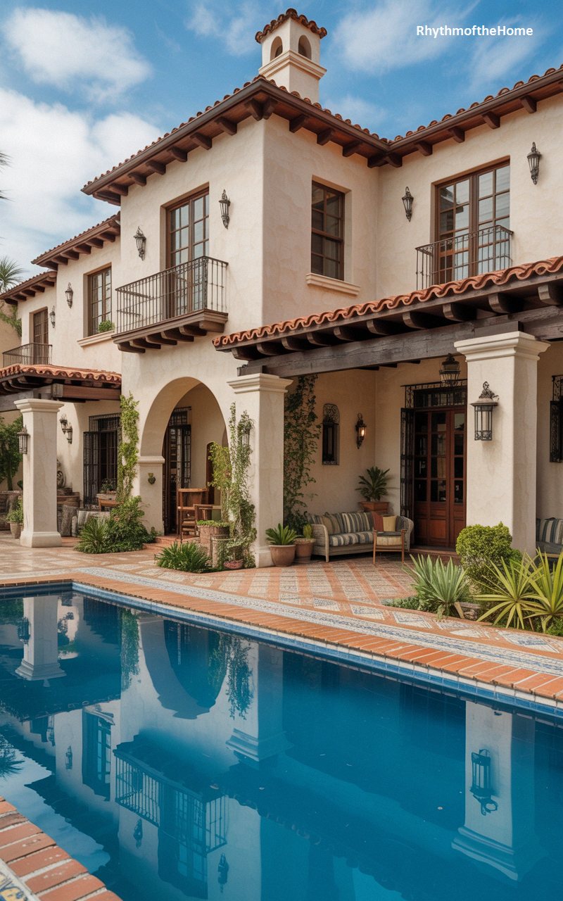 Poolside Loggia Spanish Colonial Home