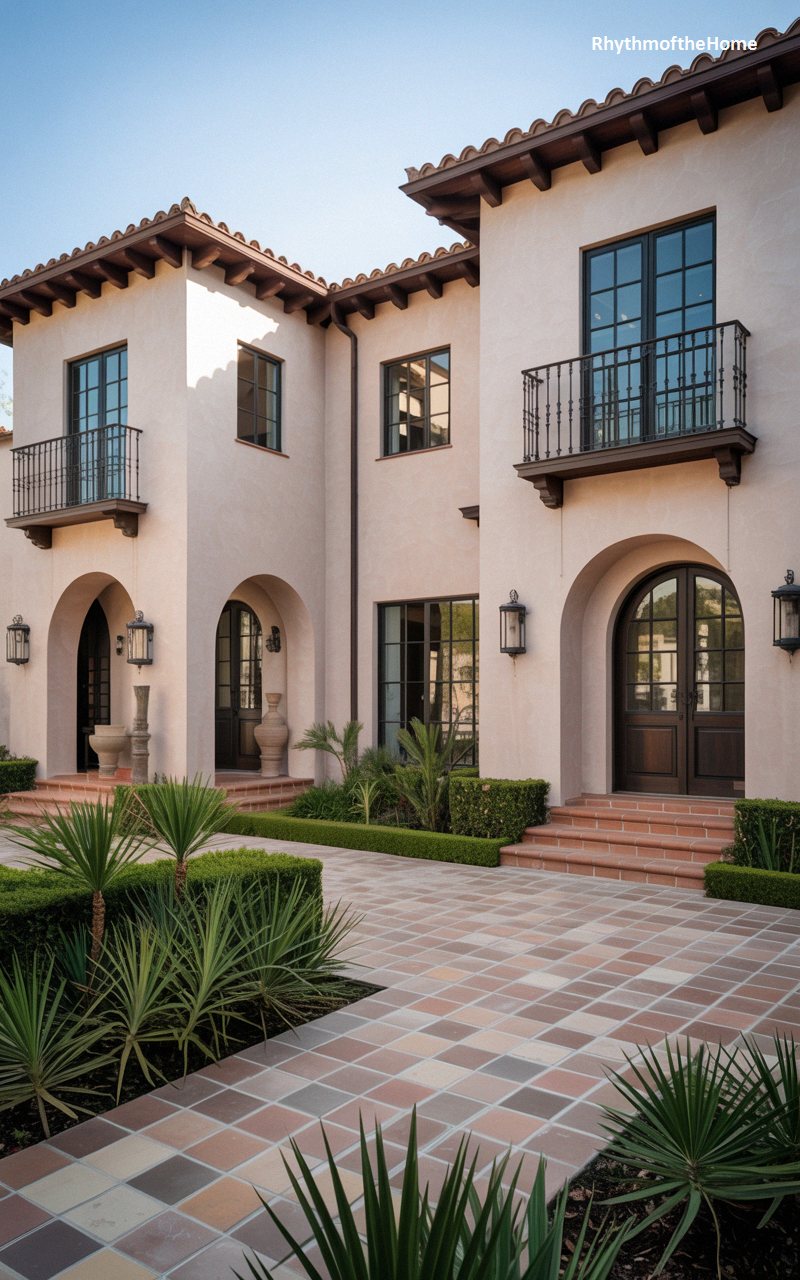 Peachy Hues and Topiary Gardens at a Spanish Colonial Home