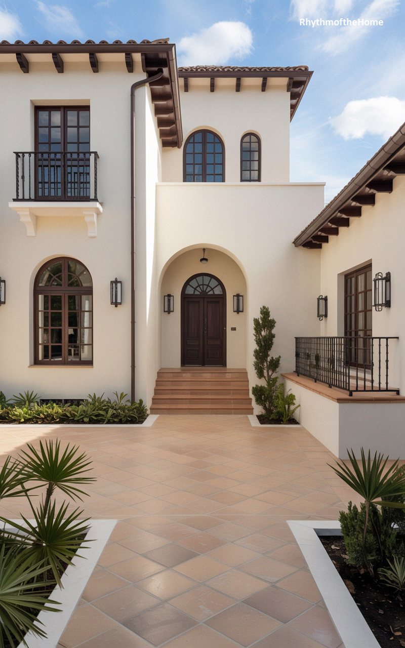 Terracotta Diamond Courtyard of a Radiant Spanish Colonial Home