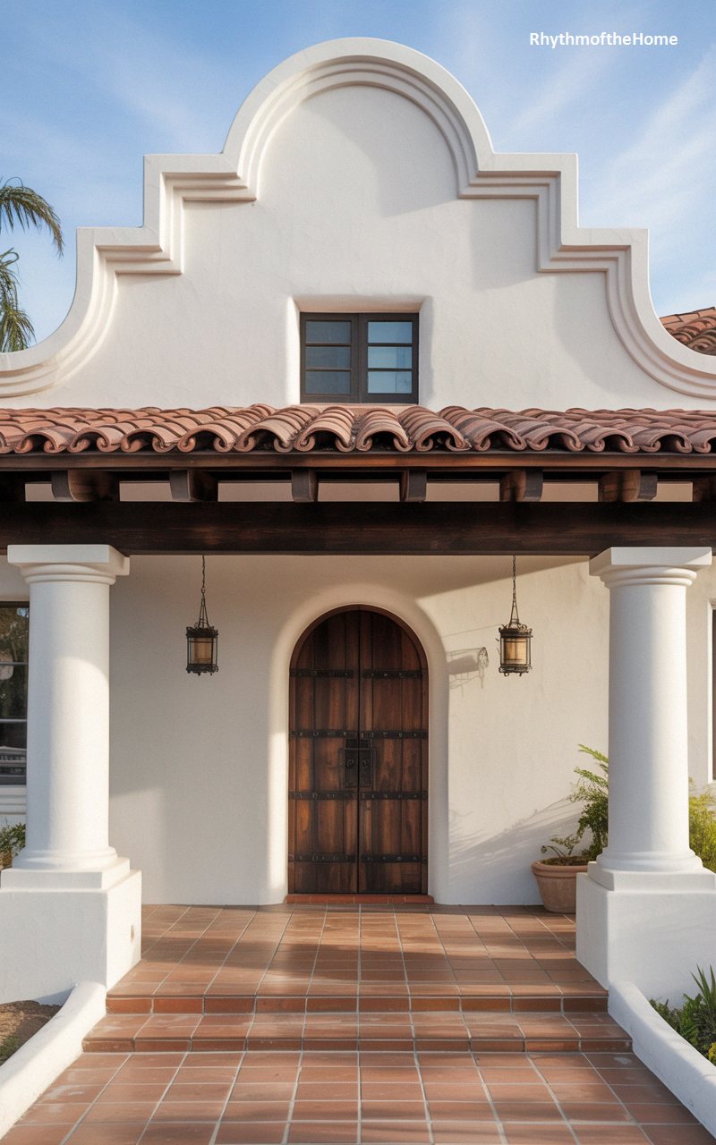 Mission Parapet Entryway Spanish Colonial Home