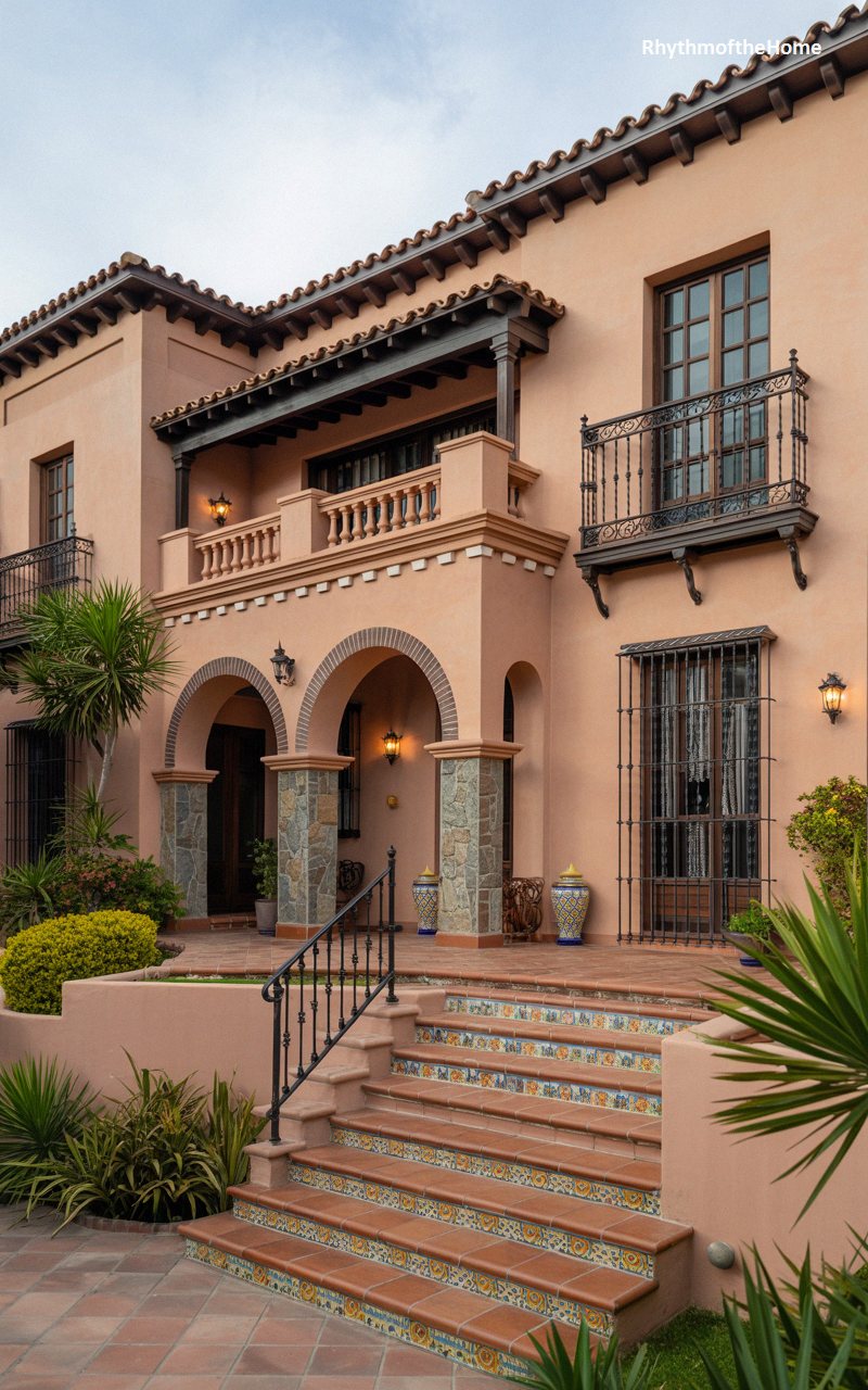 Elaborate Tilework and Wrought Iron on a Spanish Colonial Home