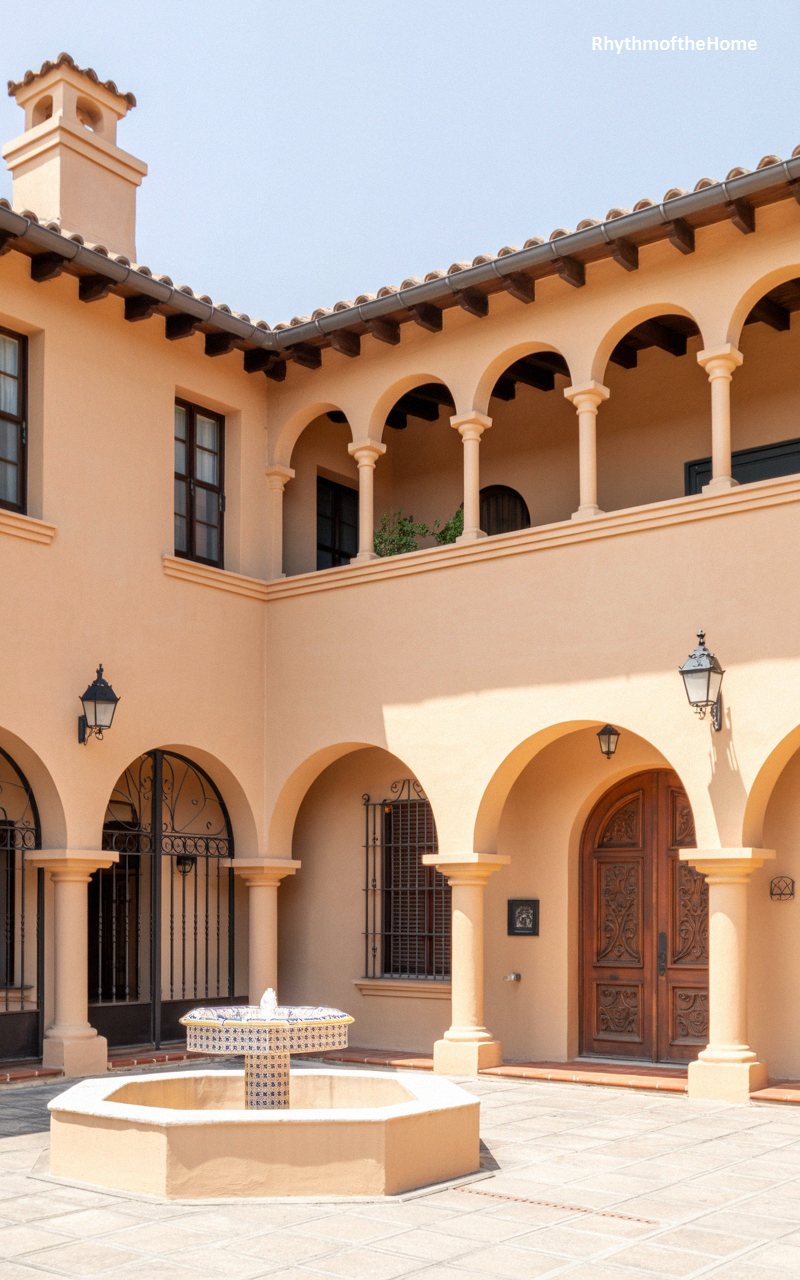 Serene Courtyard Fountain at a Majestic Spanish Colonial Home
