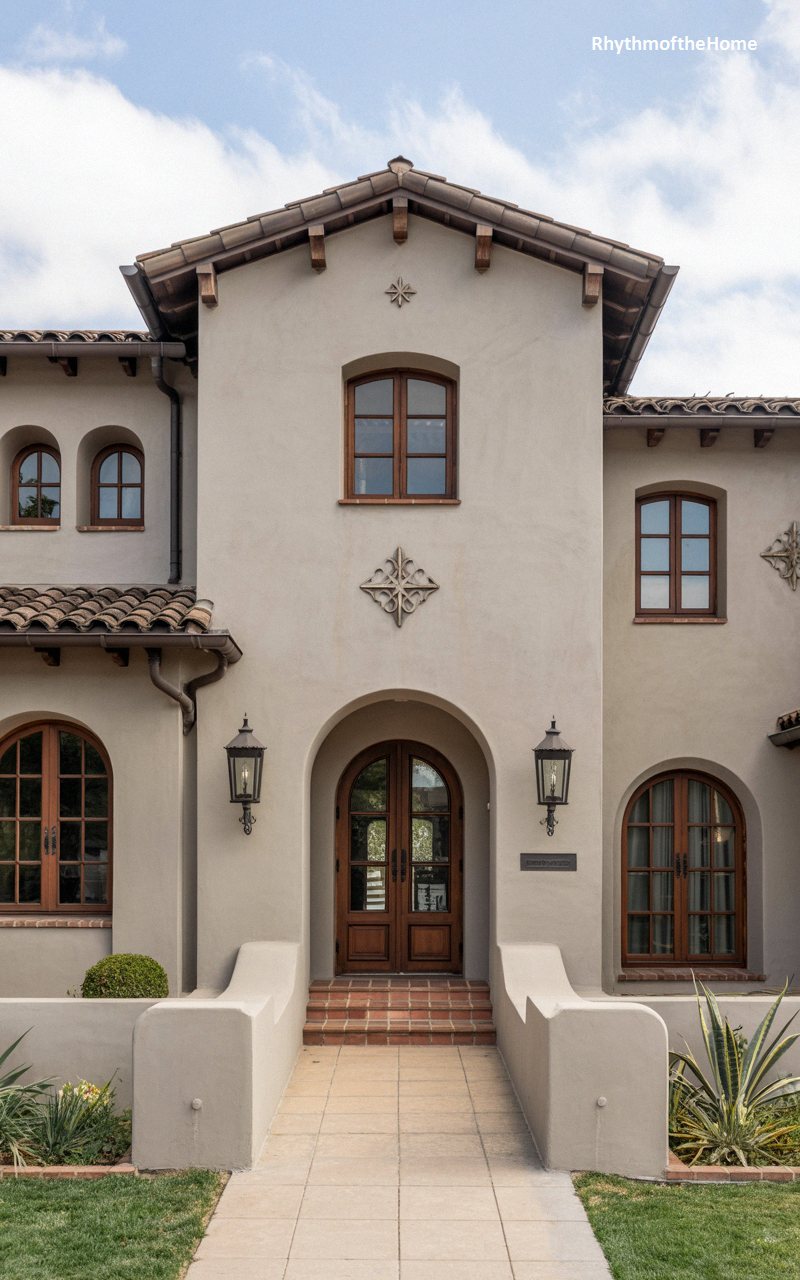 Clean Symmetry and Historic Cross Details on a Spanish Colonial Home