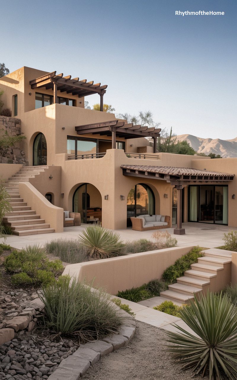 Multi-Tiered Desert Elegance at a Modern Spanish Colonial Home