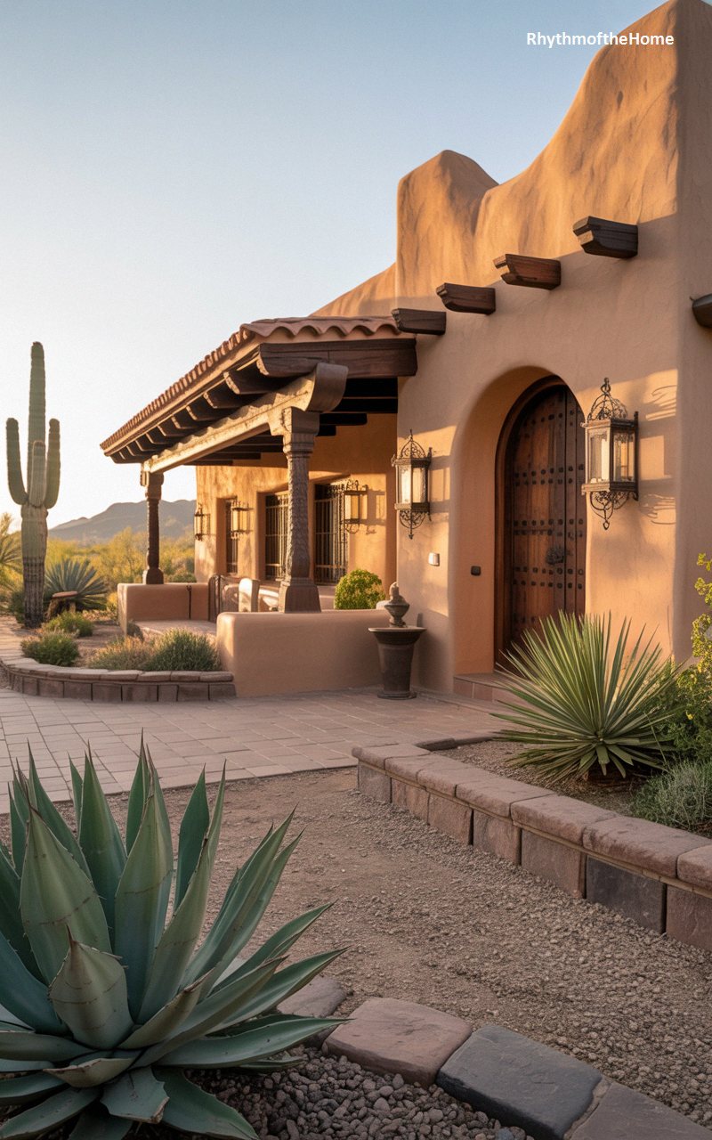 Sunset Glow on a Desert Spanish Colonial Home