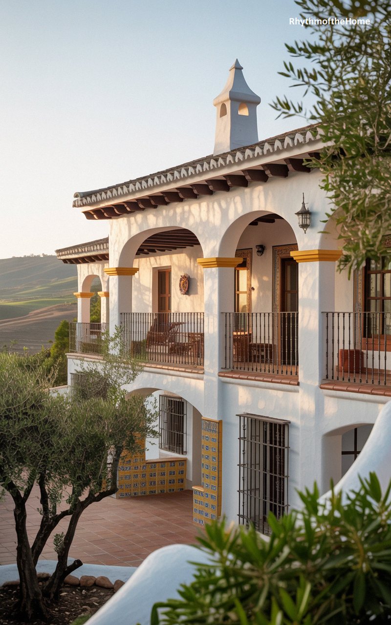 Vibrant Tilework and Golden Hour Hues on a Spanish Colonial Home