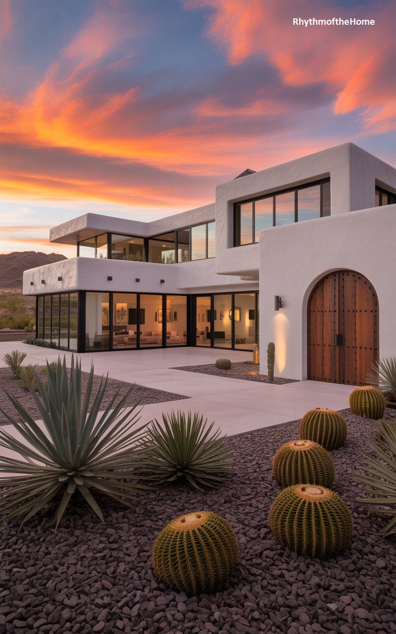 Contemporary Glass and Stucco Fusion in a Spanish Colonial Home