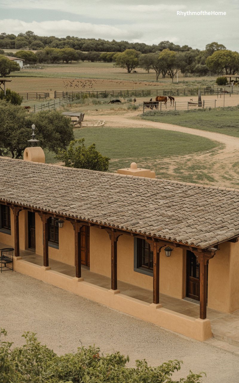 Rustic Ranch Arcades at a Countryside Spanish Colonial Home
