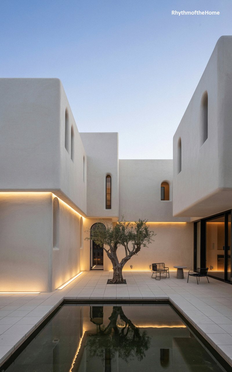 Minimalist Courtyard and Reflecting Pool at a Spanish Colonial Home
