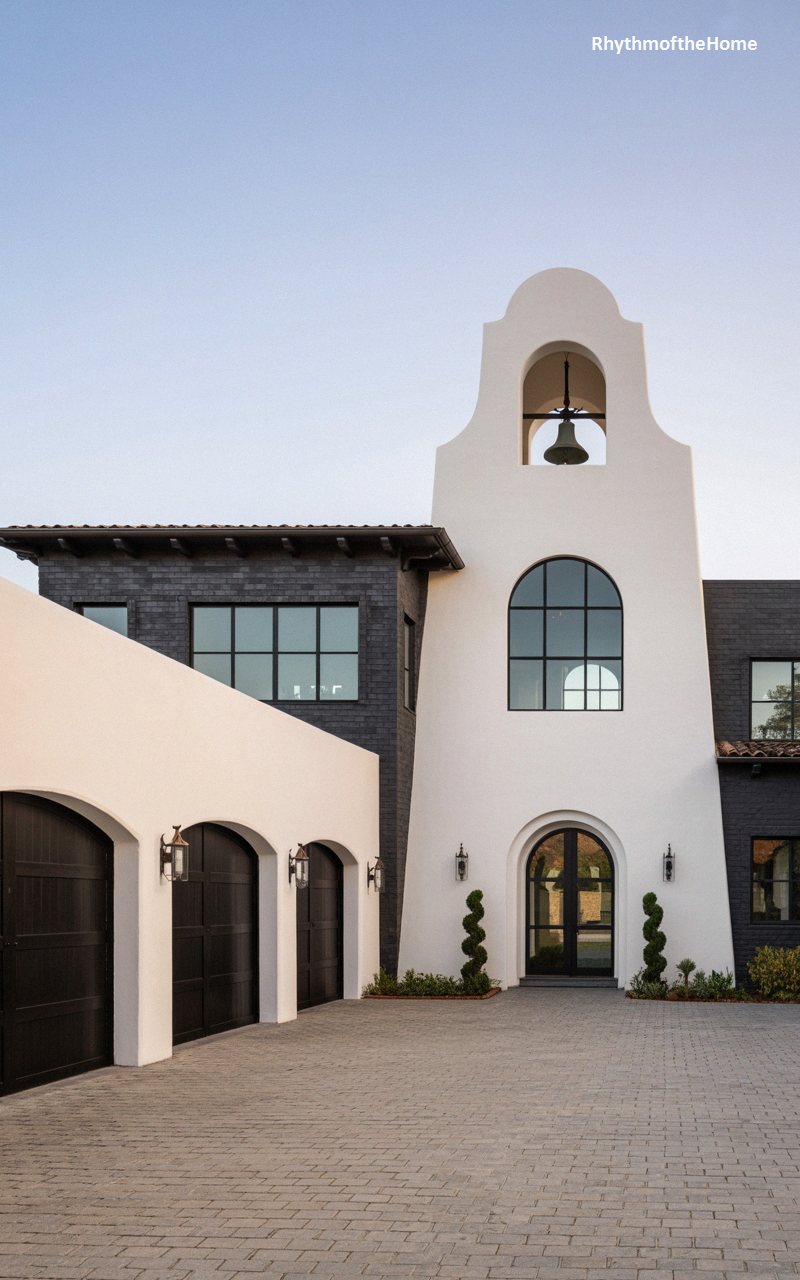 Striking Monochrome Contrasts at a Modern Spanish Colonial Home
