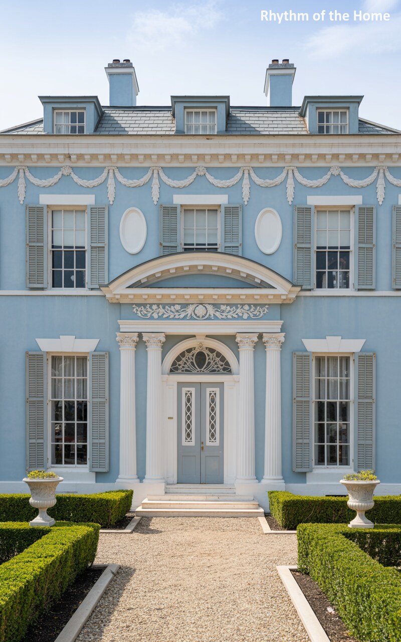 The Blue Facade of a Historic Federal Home