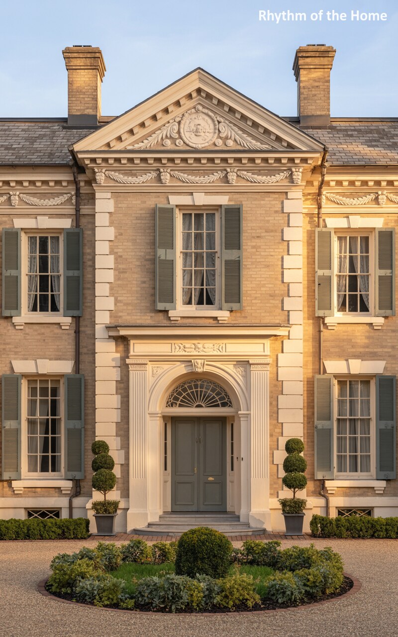 A Golden Hour Glow on a Stately Federal Home