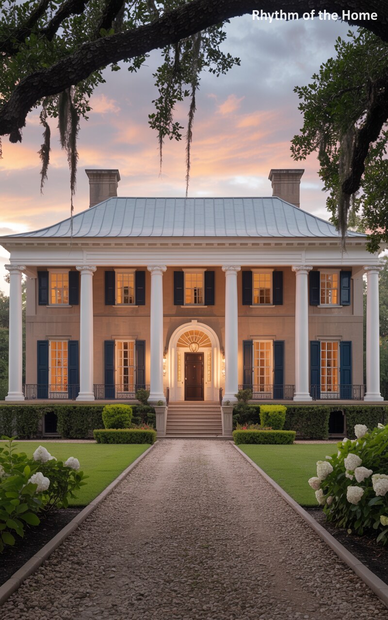 Twilight Shadows on a Grand Plantation Federal Home