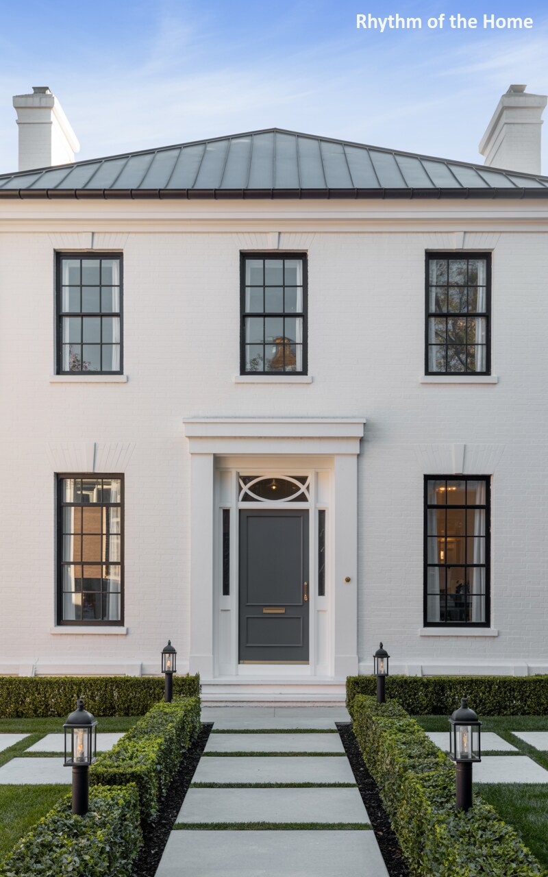 Crisp Whites and Bold Blacks at a Federal Home