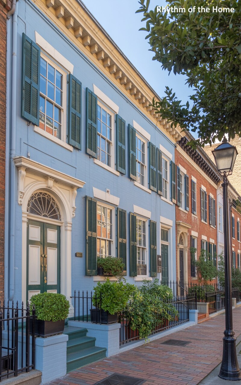 Sky Blue Charm of an Angled Federal Home