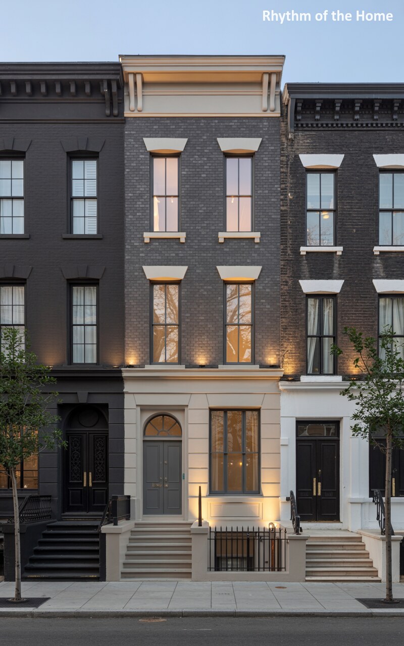 Dramatic Charcoal Styling of a Narrow Federal Home
