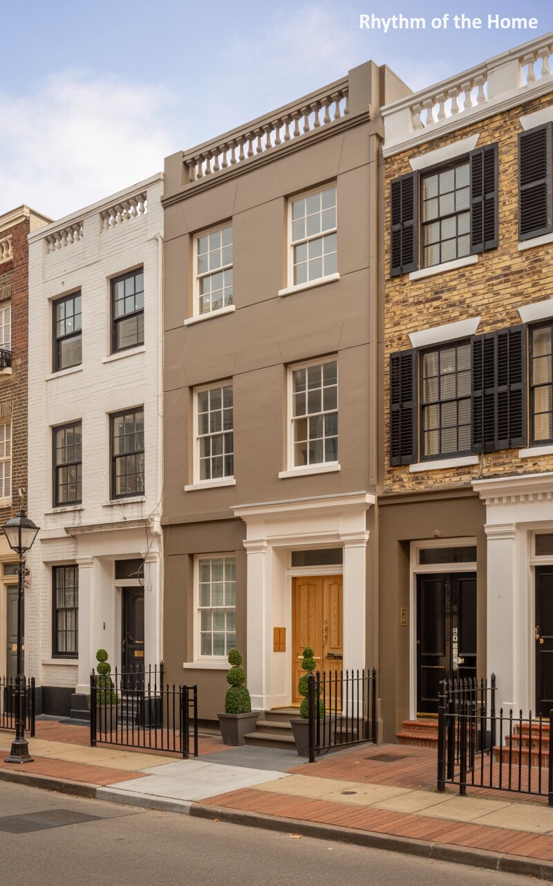 Taupe Sophistication on a Flat-Front Federal Home