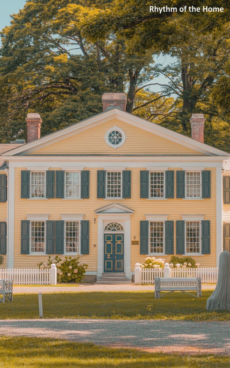 Golden Wood Siding on a Pedimented Federal Home