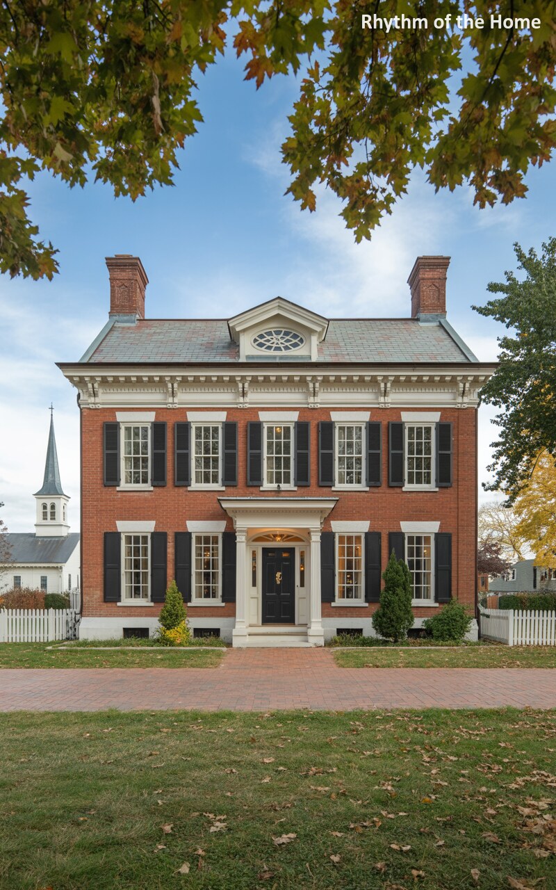 Stately Red Brick and a Steeple View Federal Home