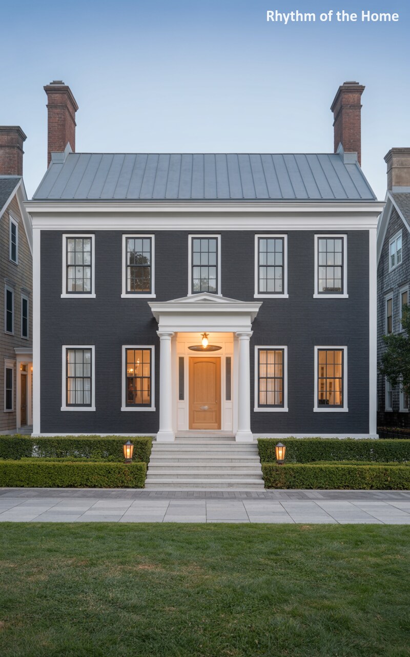 Striking Charcoal Stucco on a Modernized Federal Home