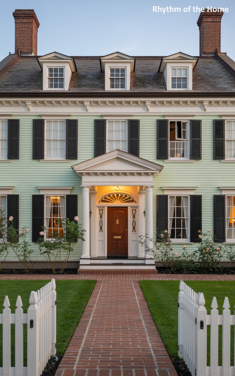 Mint Green Wood Siding on a Classic Federal Home